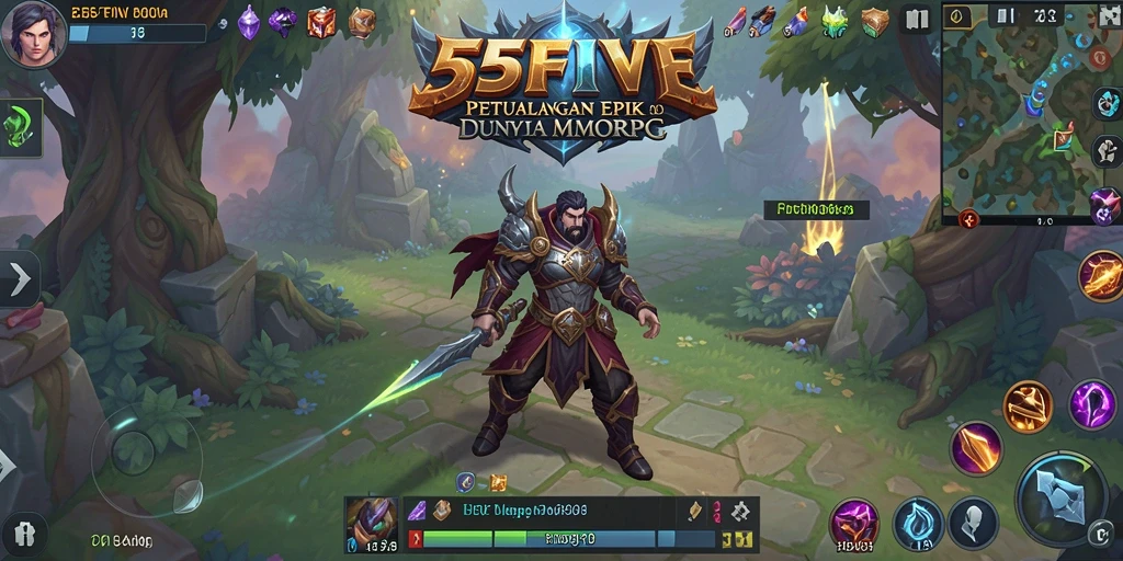 Screenshot gameplay 55FIVE menampilkan aksi seru dalam dunia MMORPG.