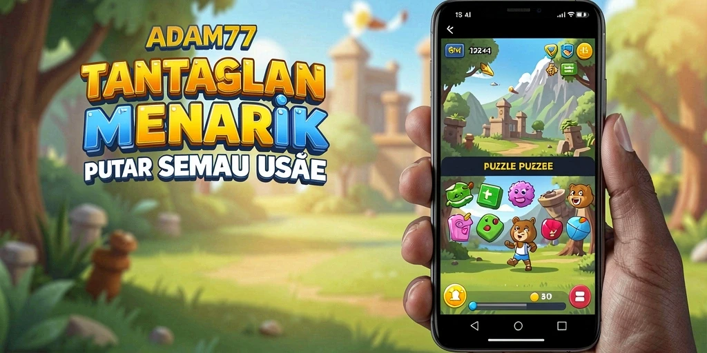 Screenshot gameplay ADAM77 yang menunjukkan tantangan puzzle yang menarik.