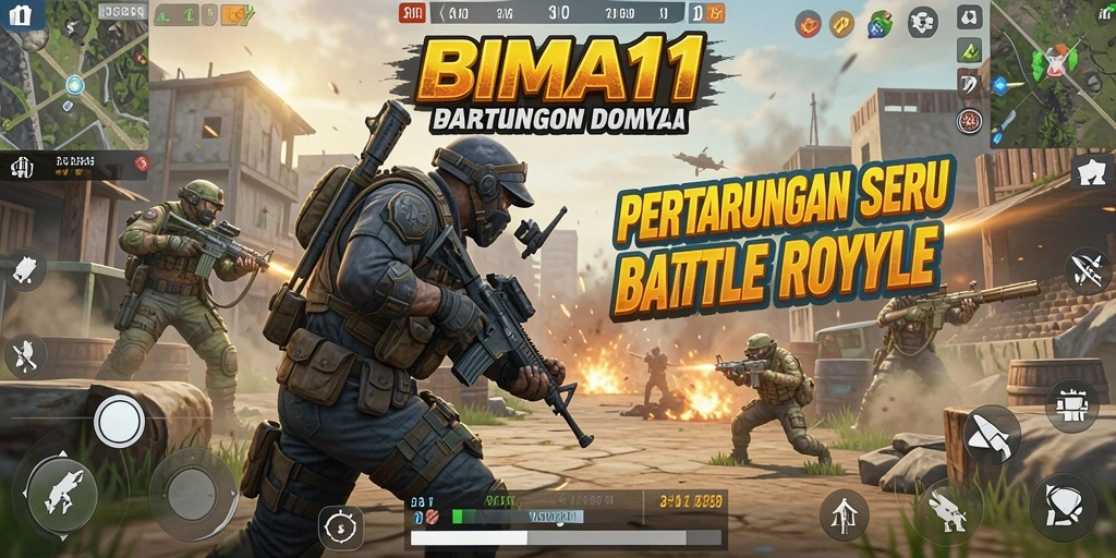 Screenshot aksi mendebarkan dalam game Battle Royale BIMA11.