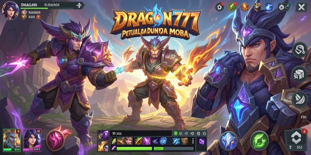 Screenshot gameplay <strong>DRAGON777</strong> menampilkan pahlawan dalam aksi seru di arena.