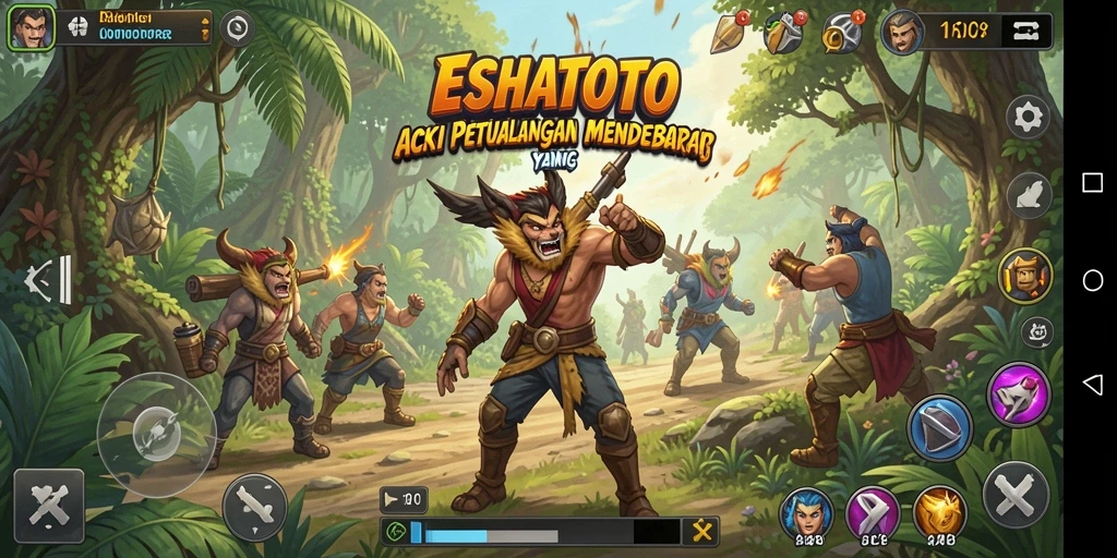 Tangkapan layar utama ESHATOTO menampilkan aksi seru dalam pertempuran.