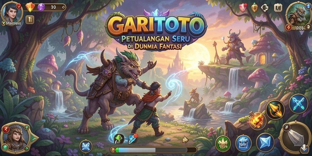 Screenshot GARITOTO menampilkan aksi pertarungan epik dalam gameplay RPG.