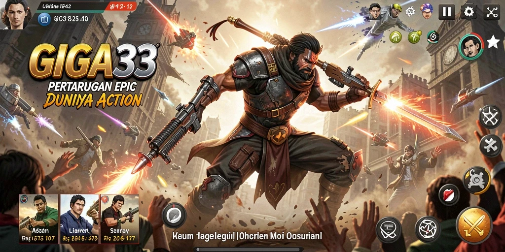 Screenshot GIGA33 menampilkan aksi bertarung yang intens dan grafis yang menawan.