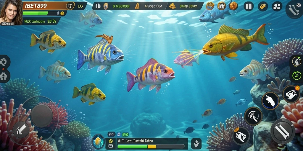 Gameplay menembak ikan yang seru dan mengasyikkan.