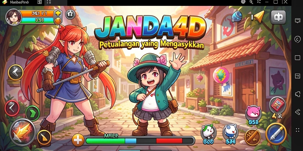 Screenshot JANDA4D menampilkan karakter anime dalam pertempuran epik.