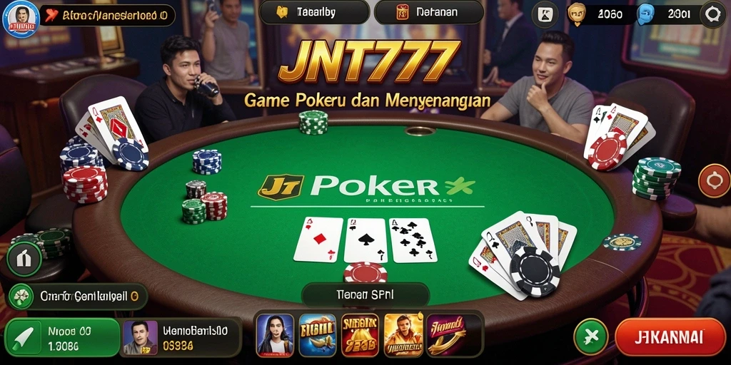 Tampilan gameplay poker yang menarik dan interaktif di JNT777.
