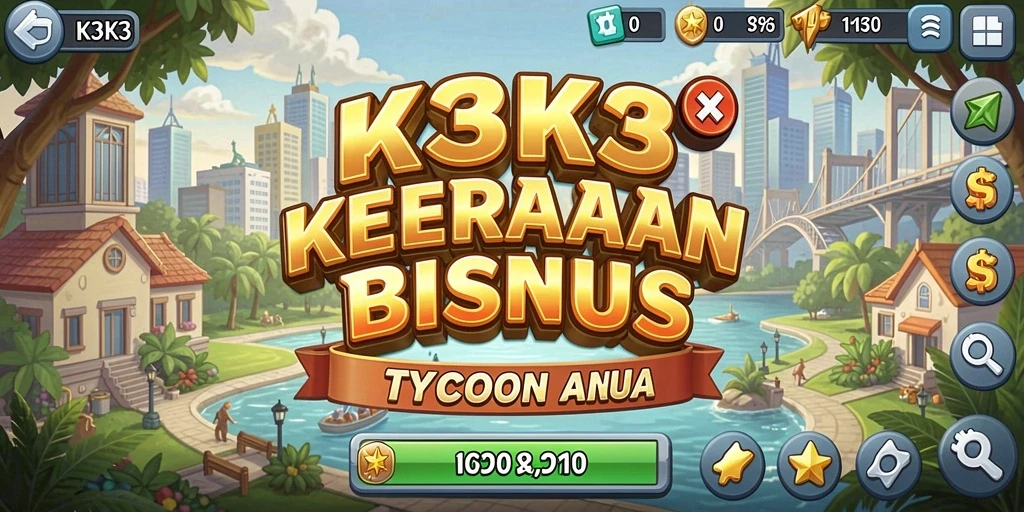 Tampilan gameplay K3K3 yang menampilkan pengelolaan bisnis.