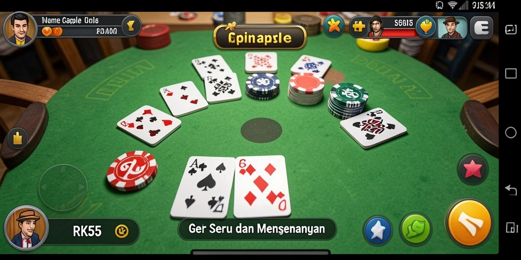 Tampilan gameplay seru RK55 saat bermain Gaple secara online.