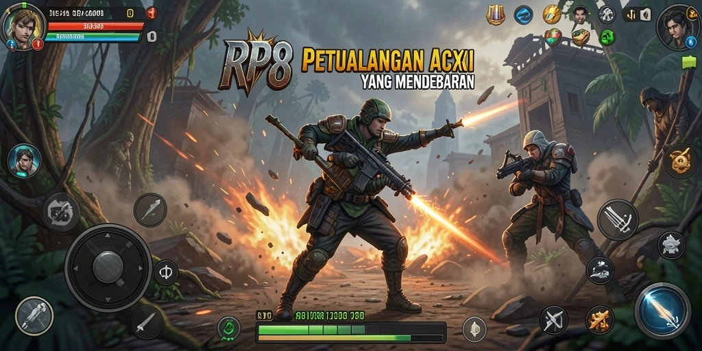 Tampilan mendebarkan gameplay RP8 dalam pertarungan aksi yang intens.