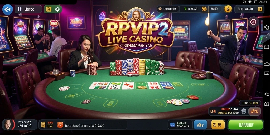 Screenshot RPVIP2 menampilkan dealer langsung dalam suasana kasino nyata.