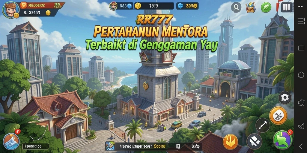 Screenshot menunjukkan aksi pertahanan menara yang mendebarkan di RR777.