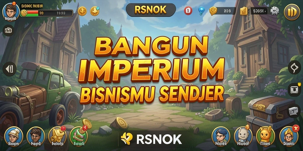 Screenshot utama RSNOK menampilkan gameplay menarik membangun bisnis Tycoon.