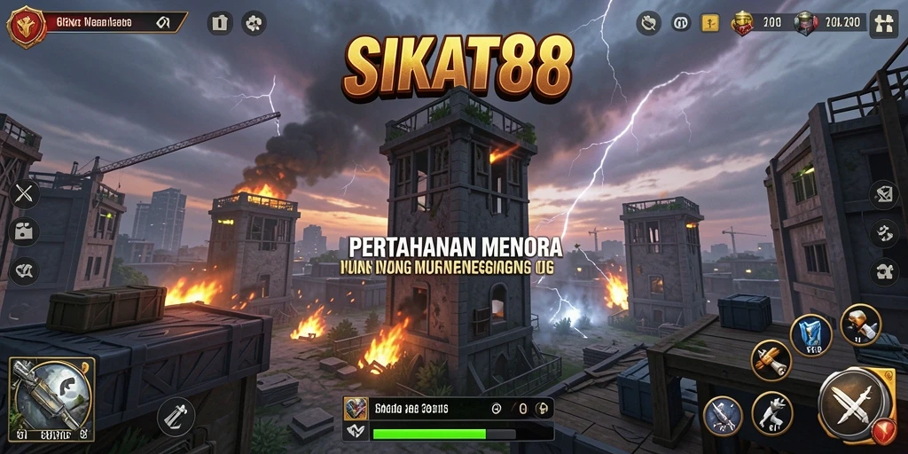 Screenshot gameplay SIKAT88 menampilkan menara yang siap berperang.