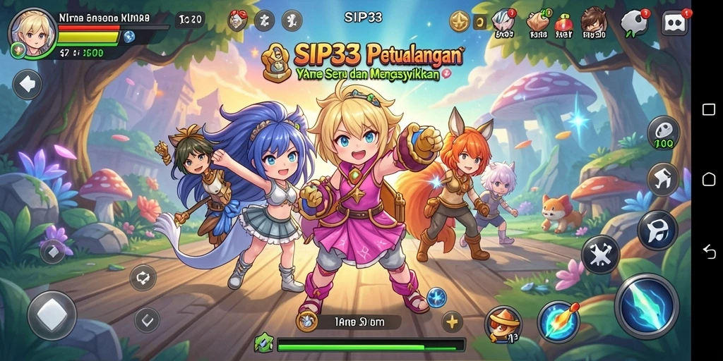 Tampilan gameplay SIP33 yang penuh aksi dan karakter anime menarik.