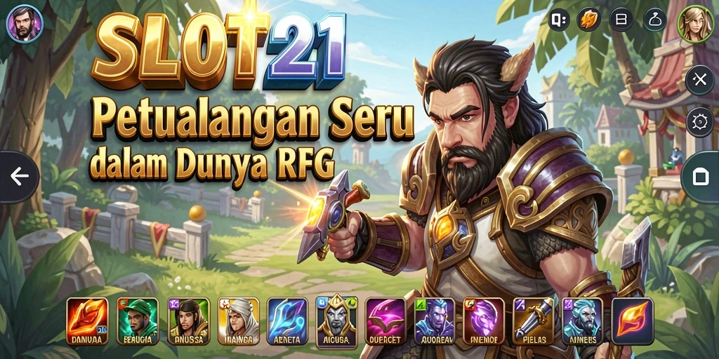 Tangkapan layar gameplay SLOT21 yang menampilkan pertarungan epik di dunia RPG.
