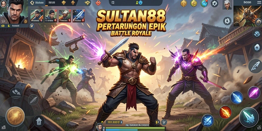 Screenshot gameplay SULTAN88 menampilkan pertarungan seru Battle Royale.